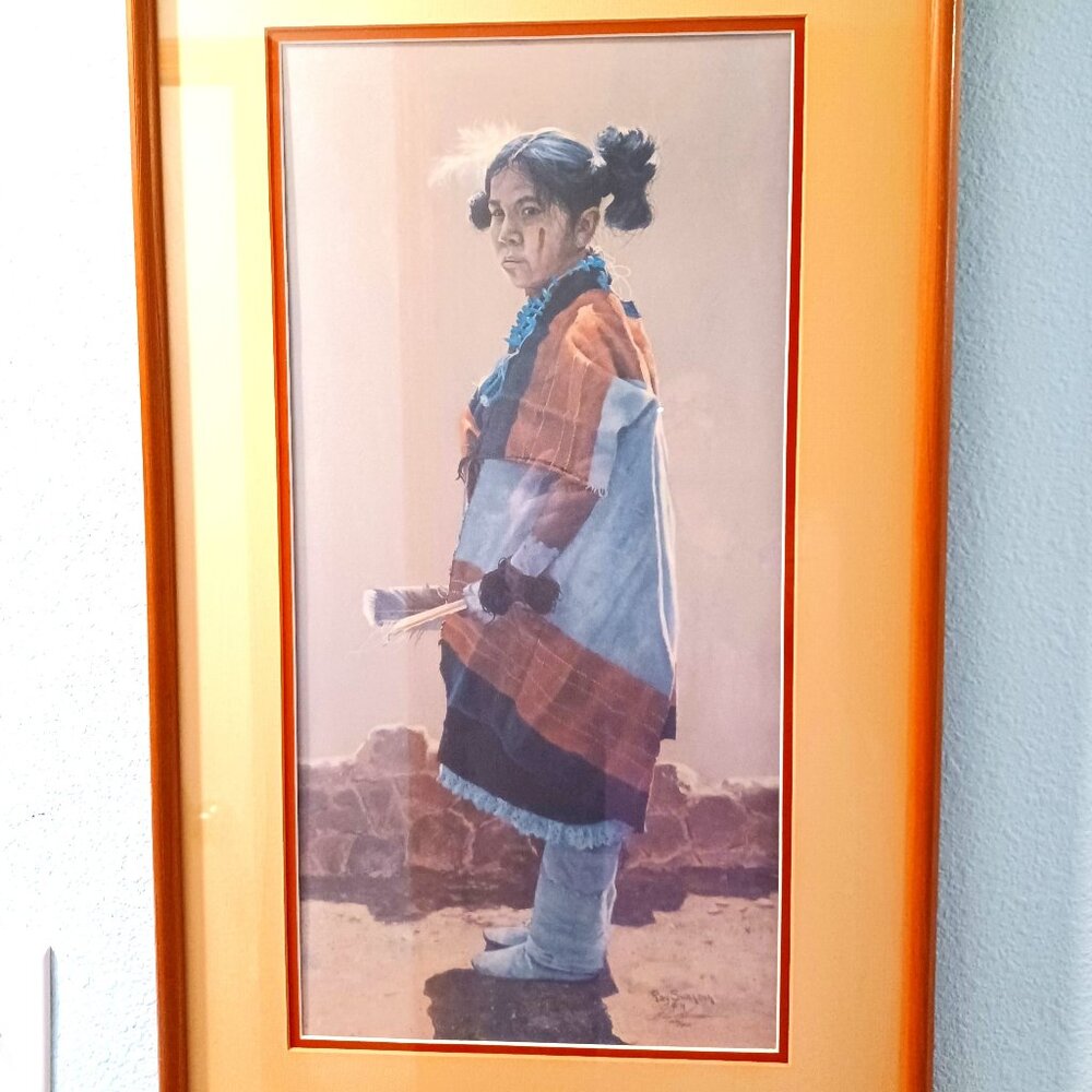 Vintage Ray Swanson 1974 Hopi Daughter Fine Art Print Framed